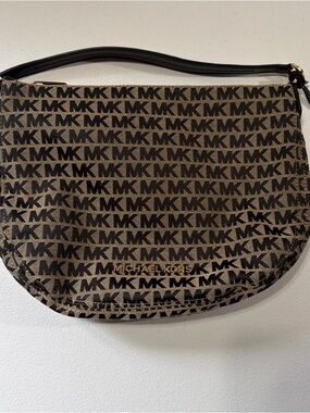 Michael Kors Bedford Medium Shoulder Crossbody Bag Black Tan Logo / Read Desc